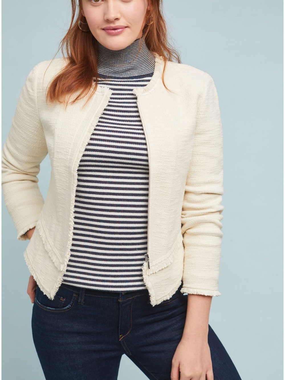Anthropologie Ett:twa Bardot Knit Moto Jacket Size Large